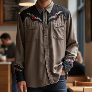 Vintage MWG Western Snap Front Embroidered Shirt